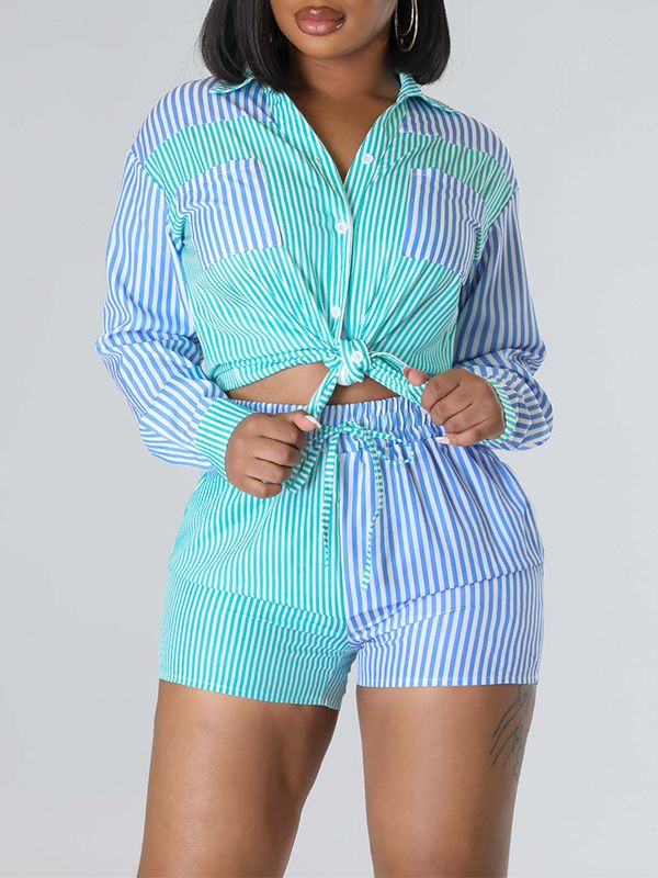 Stripe Combo Shirt & Shorts Set--Clearance