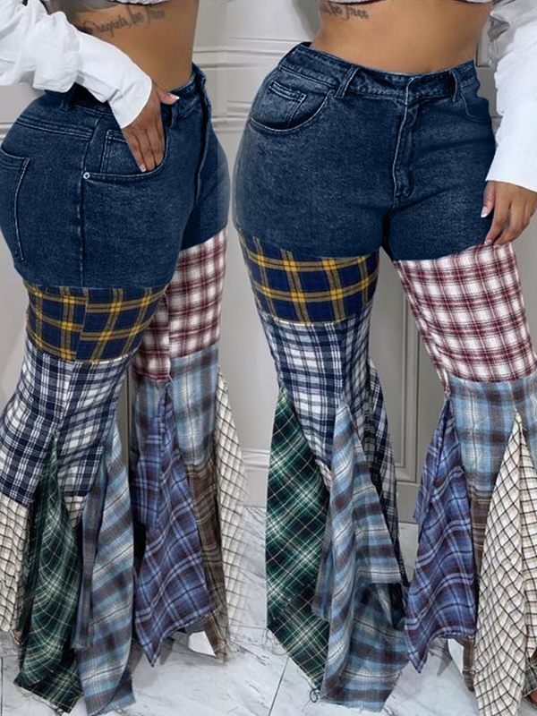 Plaid Combo Jeans