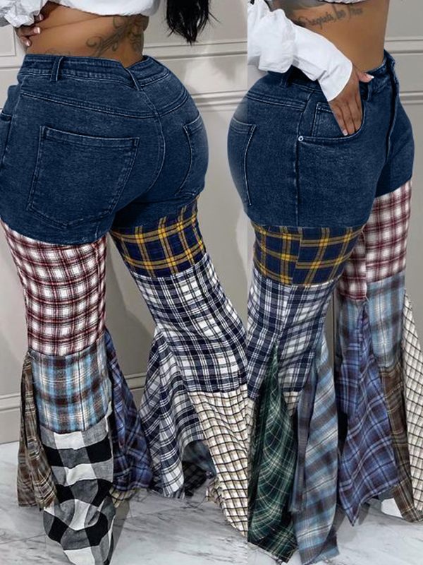 Plaid Combo Jeans