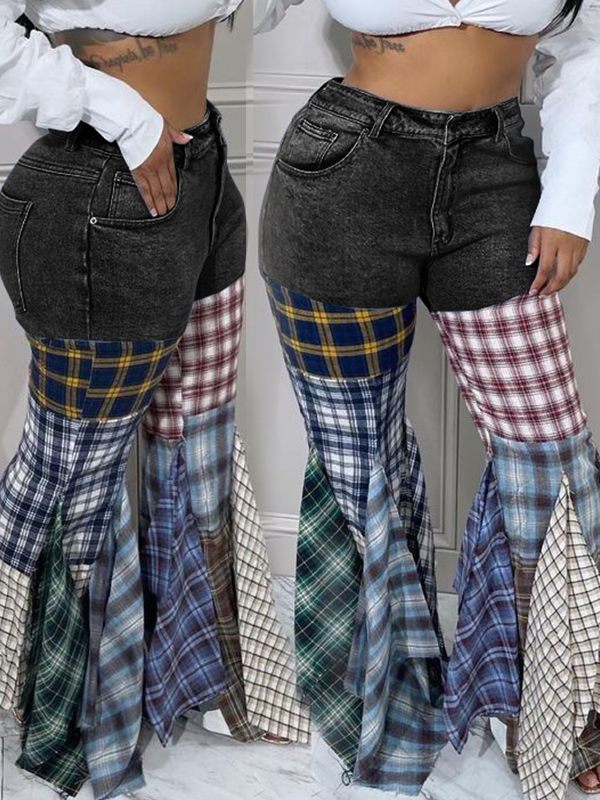 Plaid Combo Jeans