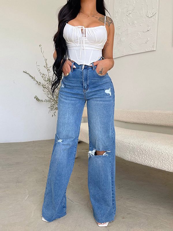 Motionkiller Ripped Wide-Leg Jeans