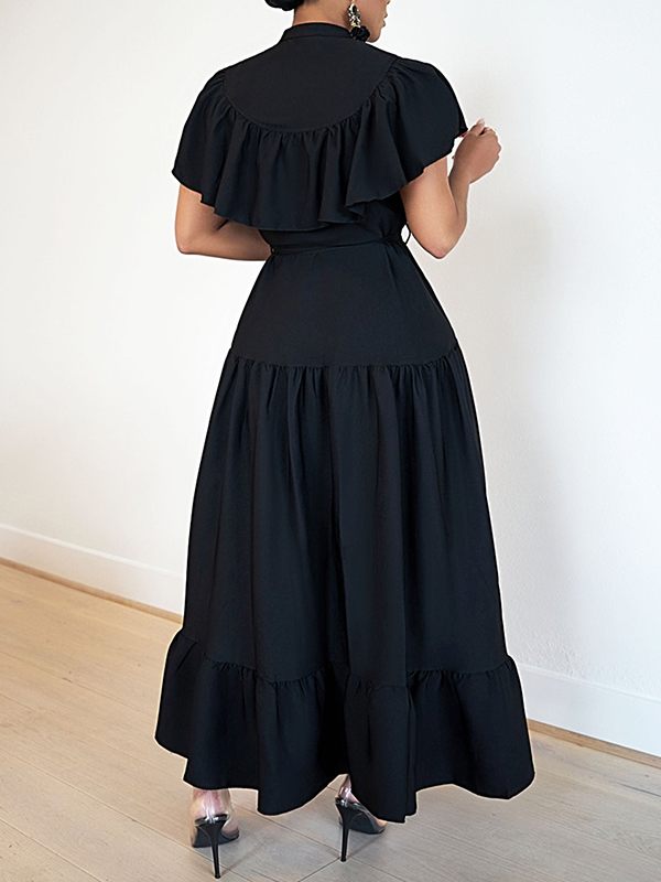 Motionkiller Solid Ruffle Shirt Dress