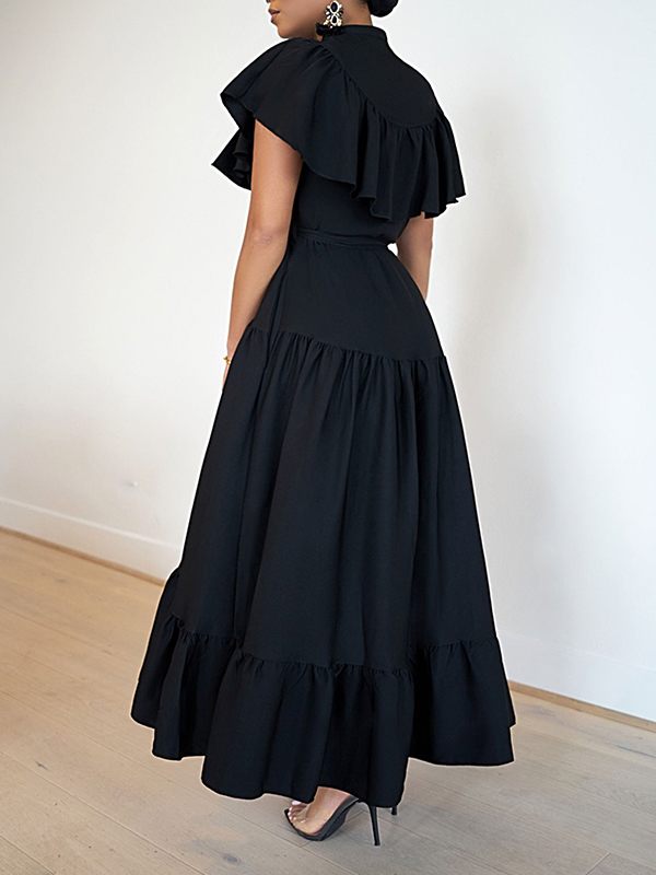 Motionkiller Solid Ruffle Shirt Dress