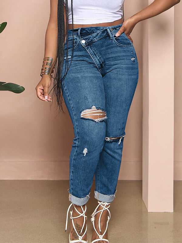 Motionkiller Asymmetric Ripped Jeans