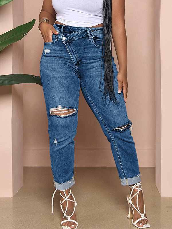 Motionkiller Asymmetric Ripped Jeans