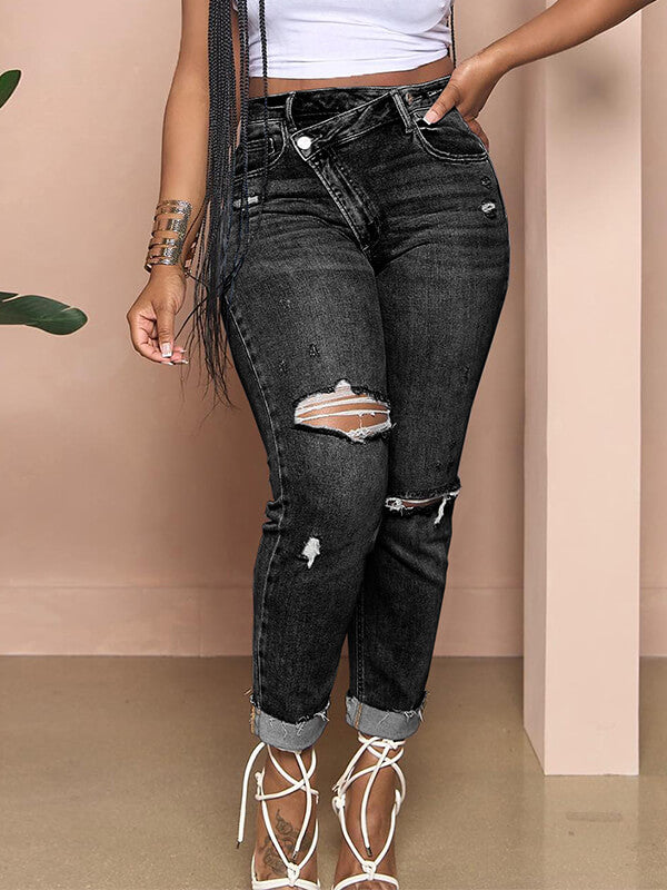 Motionkiller Asymmetric Ripped Jeans