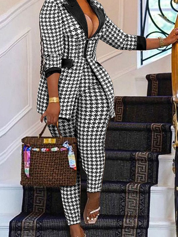 Motionkiller Houndstooth Blazer & Pants Set