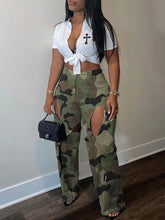 Load image into Gallery viewer, Camo Cutout Pants