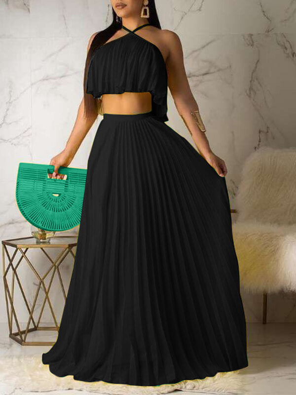 Motionkiller Pleated Crop Top & Skirt Set