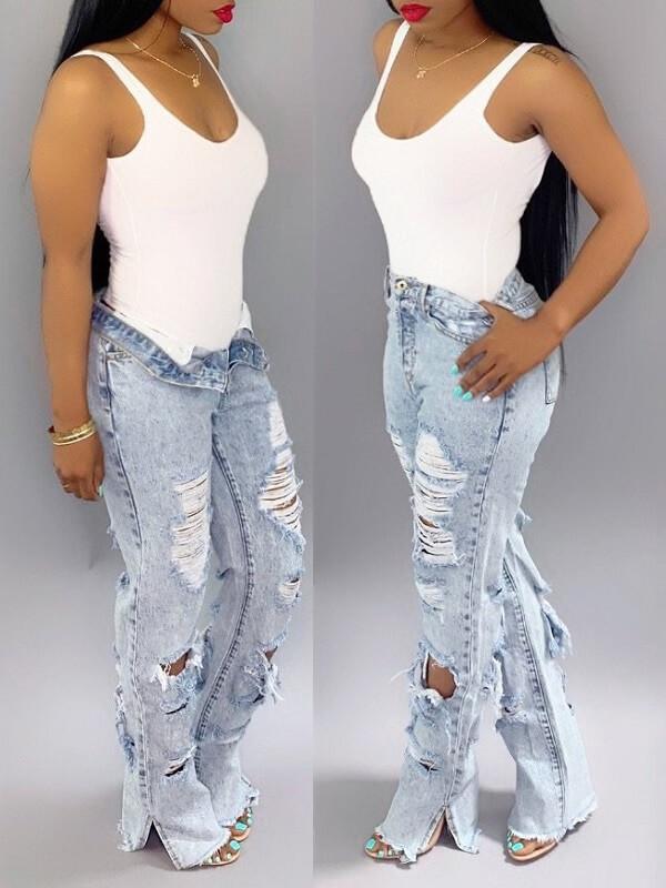 Motionkiller Distressed Side-Slit Jeans