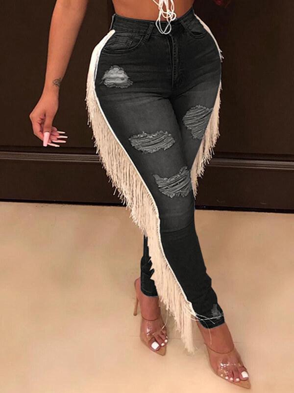 Motionkiller Distressed Fringe Jeans