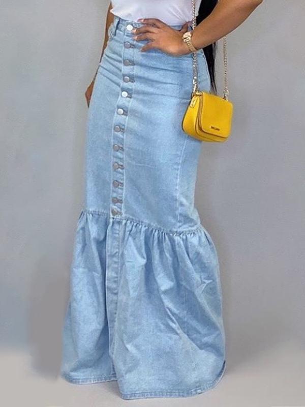 Motionkiller Button-Down Denim Skirt