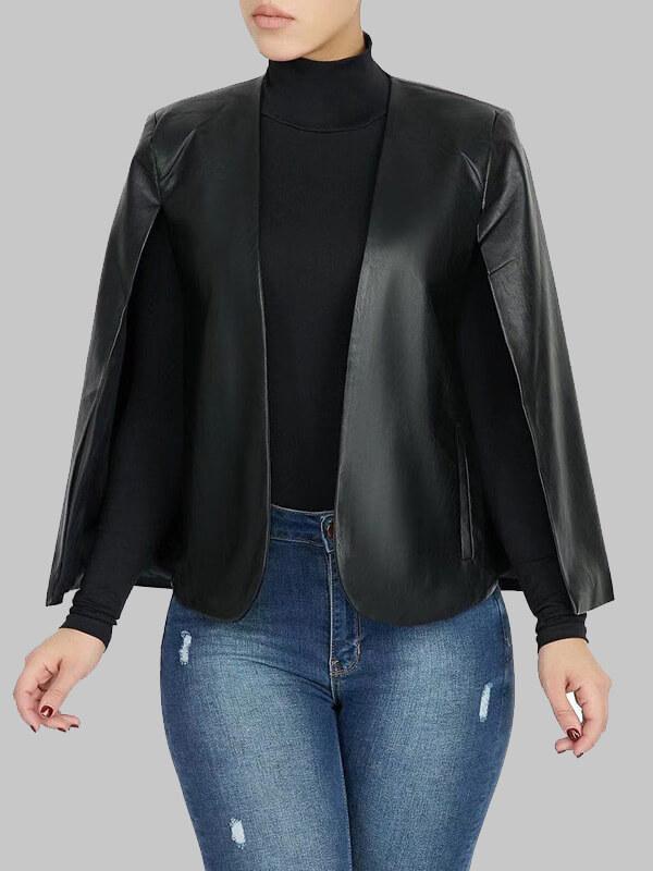 Motionkiller Faux Leather Cape Blazer