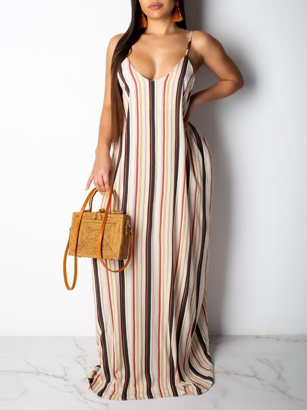 Motionkiller Stripe V-Neck Cami Dress