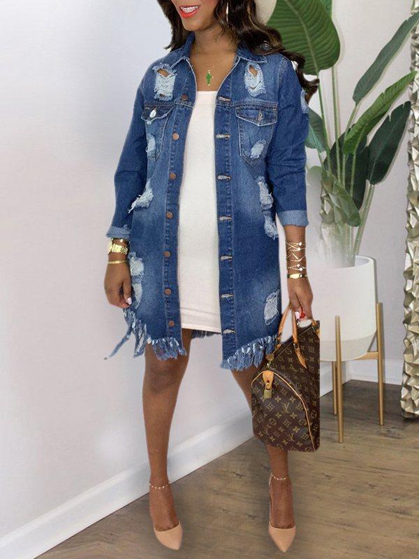 Motionkiller Distressed Fringe Denim Jacket