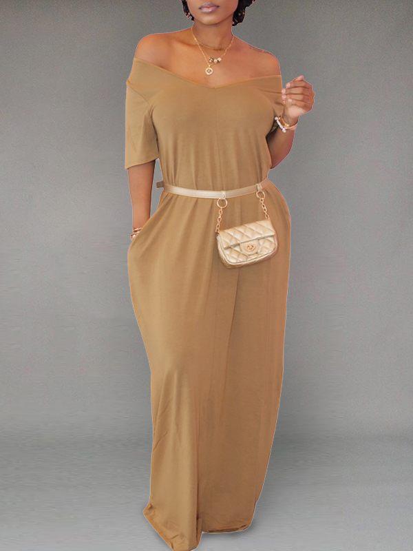 Motionkiller Solid V-Neck Maxi Dress