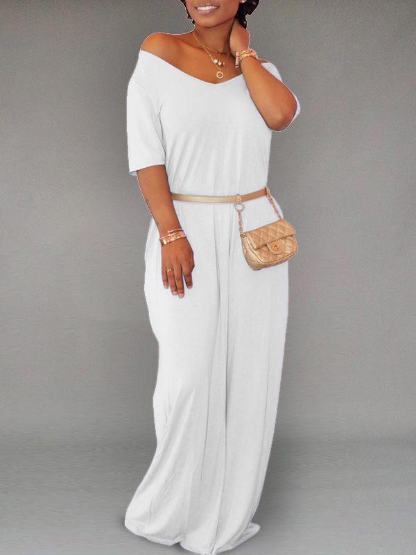 Motionkiller Solid V-Neck Maxi Dress