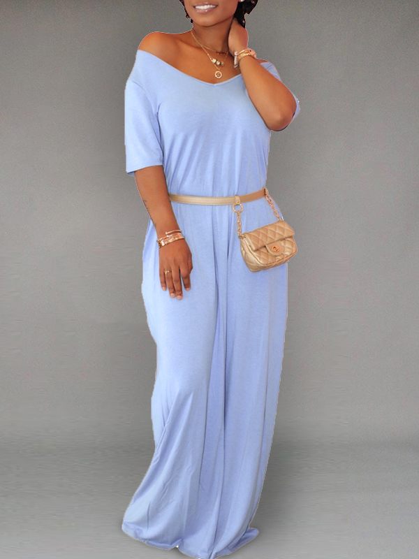 Motionkiller Solid V-Neck Maxi Dress