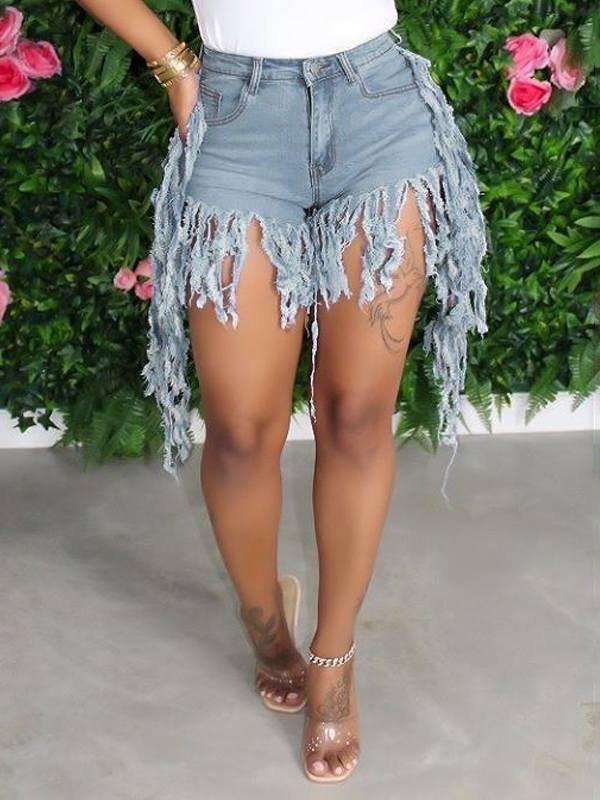 Motionkiller Fringe Combo Denim Shorts