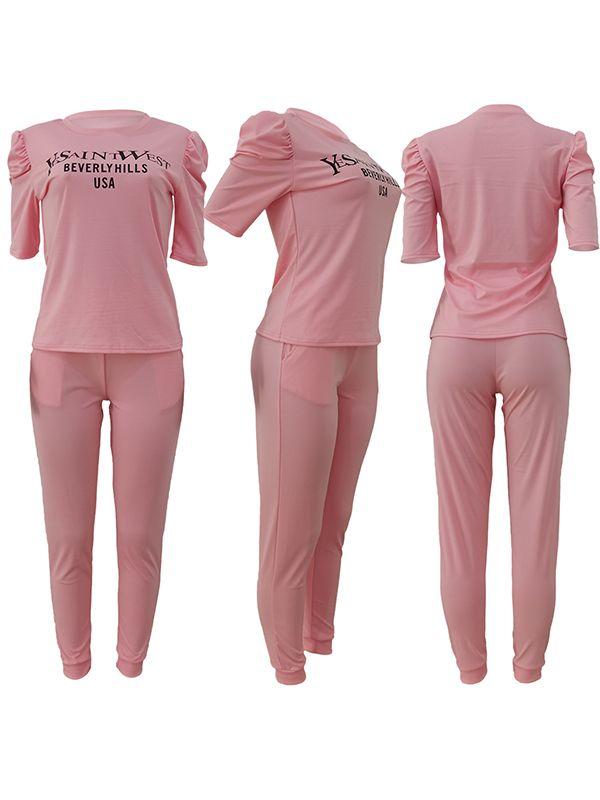 Motionkiller Slogan Puff-Sleeve Top & Pants Set